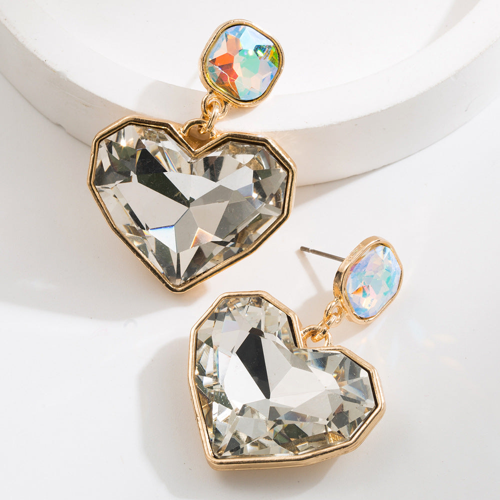 Wholesale Crystal Heart Leopard Print Diamond Earrings